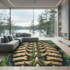 Emerald Reptilian Bone Spine Art Rug