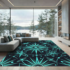 Retro Cyan Atomic Orbit Rug