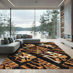 Isometric Aztec Temple Earth Tone Rug