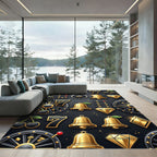 Golden Casino Symbol Black Matte Rug