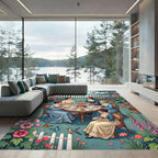 Whimsical Garden Tea Party Floral Rug