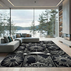 Ornate Silver Sunburst Lace Medallion Rug