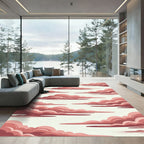 Dreamy Pink Cloudy Sky Illustration Rug