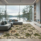 Beige Floral Vine Swirl Rug