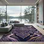 Ornate Violet Mandala Desert Mountain Dream Rug