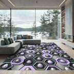 Modern Lavender Hexagonal Geometric Easter Egg Rug