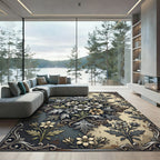 Elegent Dual Tone Floral Scroll Tapestry Rug