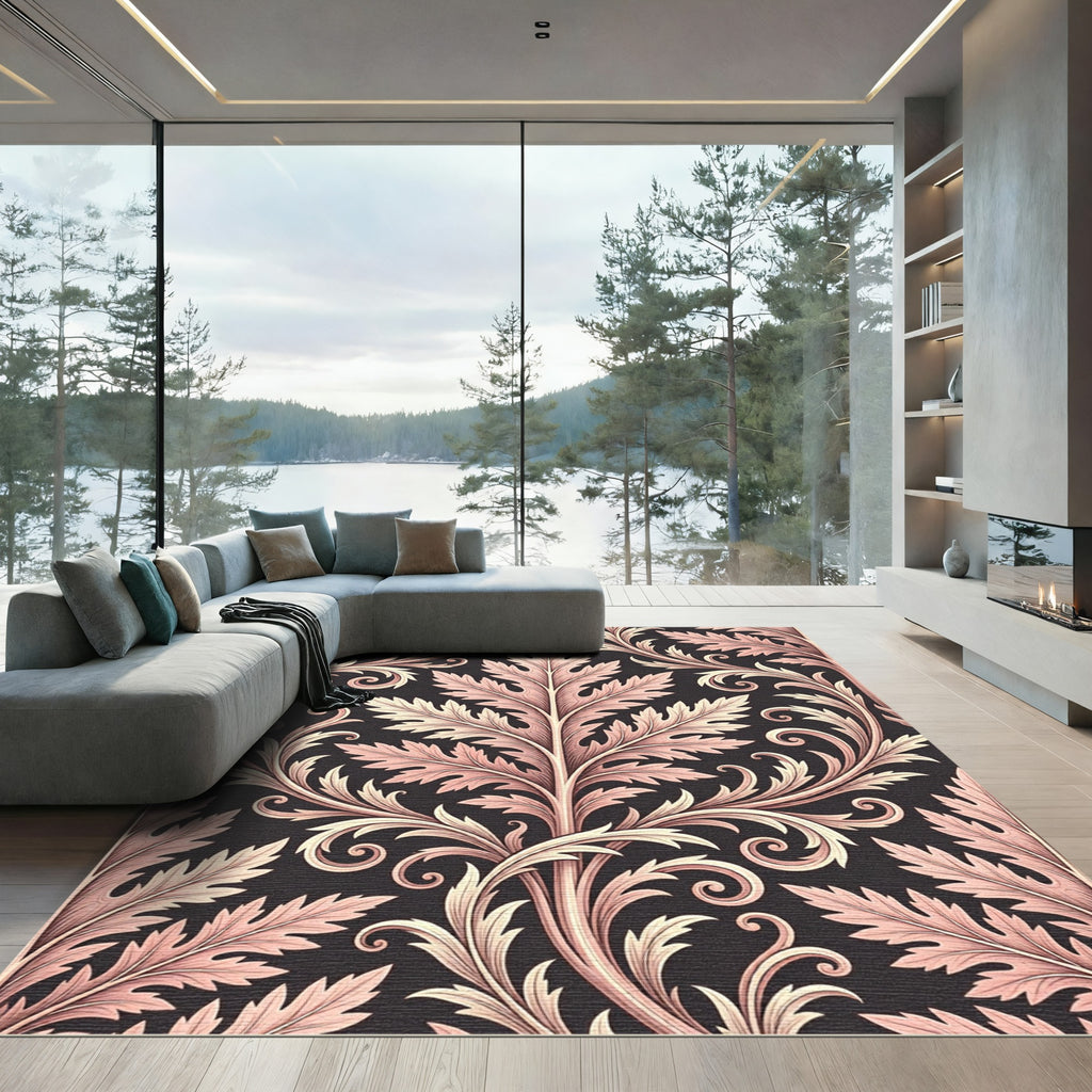 Rose Gold Acanthus Scrollwork Rug
