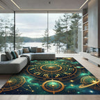 Golden Celestial Zodiac Constellation Sphere Rug