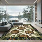 Lush Tropical Leopard Fern Cream Rug