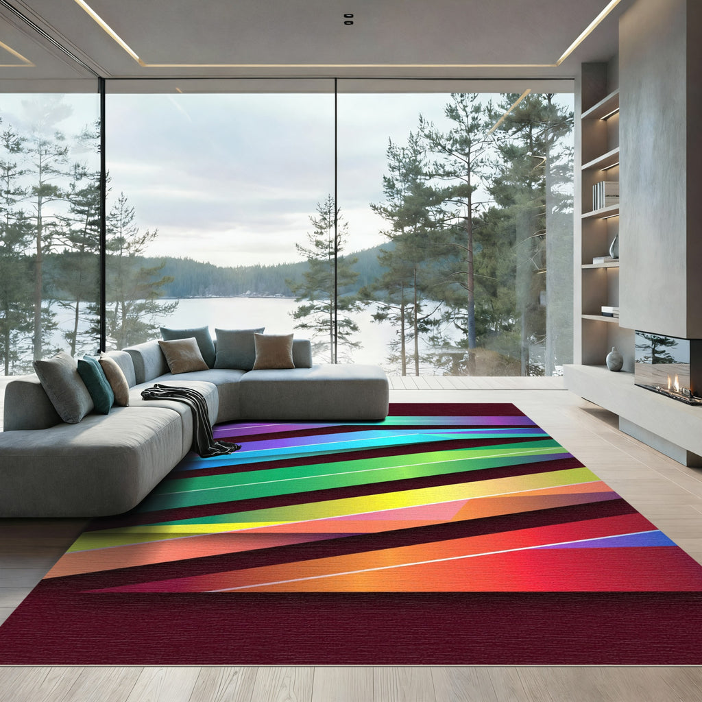 Vibrant Graduated Ribbon Layers Rug