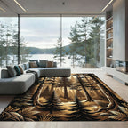 Sepia Woodland Forest Pine Silhouettes Rug