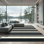 Modern Black Ivory Abstract Stripe Rug