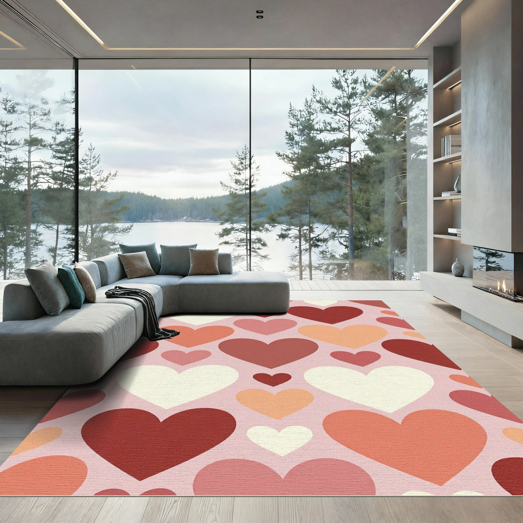 Sweet Pastel Heart Mosaic Art Rug