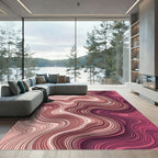 Crimson Pink Abstract Contour Rug