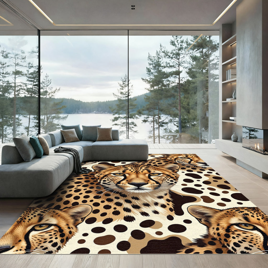 Bold Cheetah Spots and Faces Rug