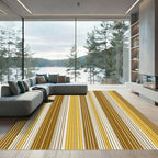 Modern Golden Ochre Linear Stripe Rug