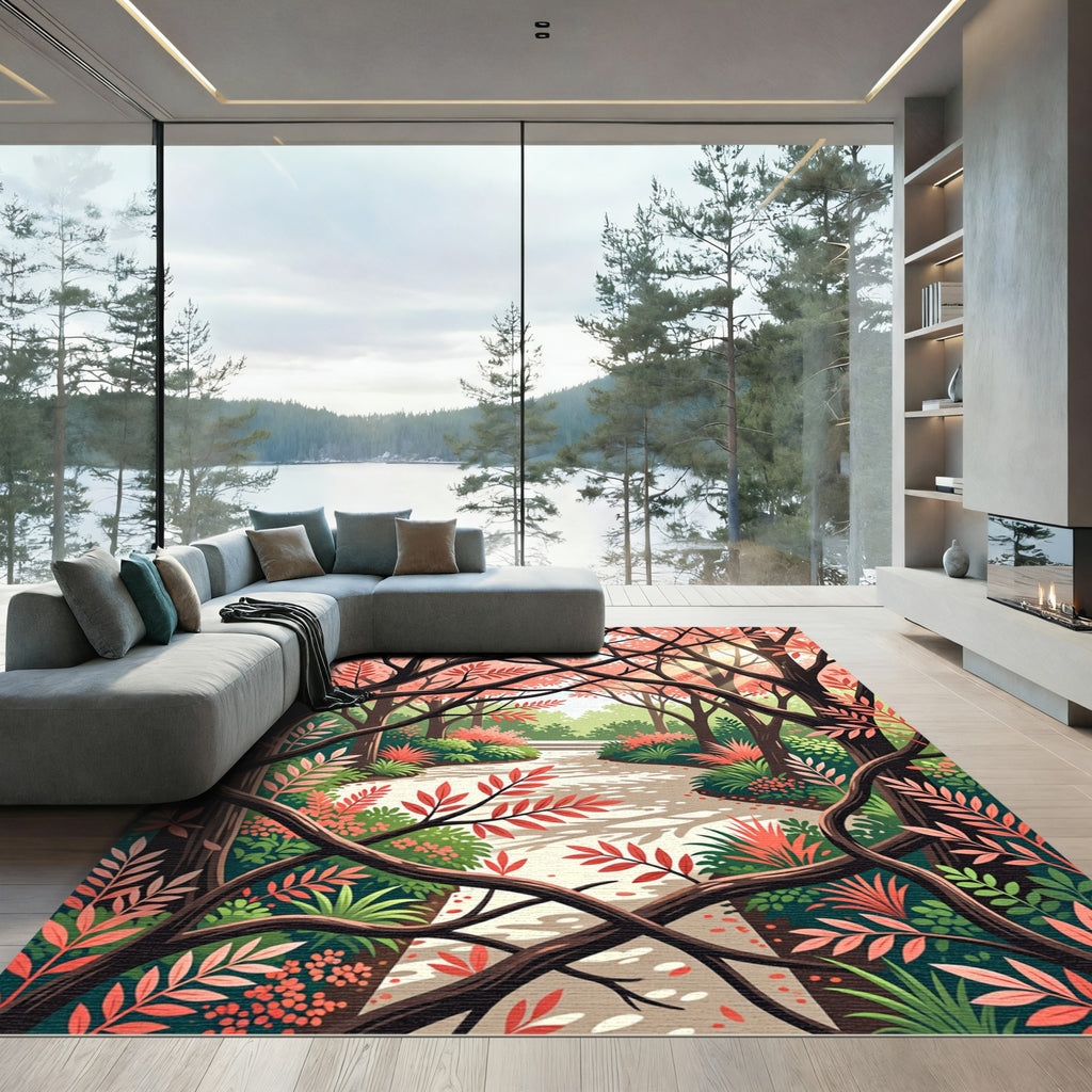 Coral Canopy Forest Path Rug