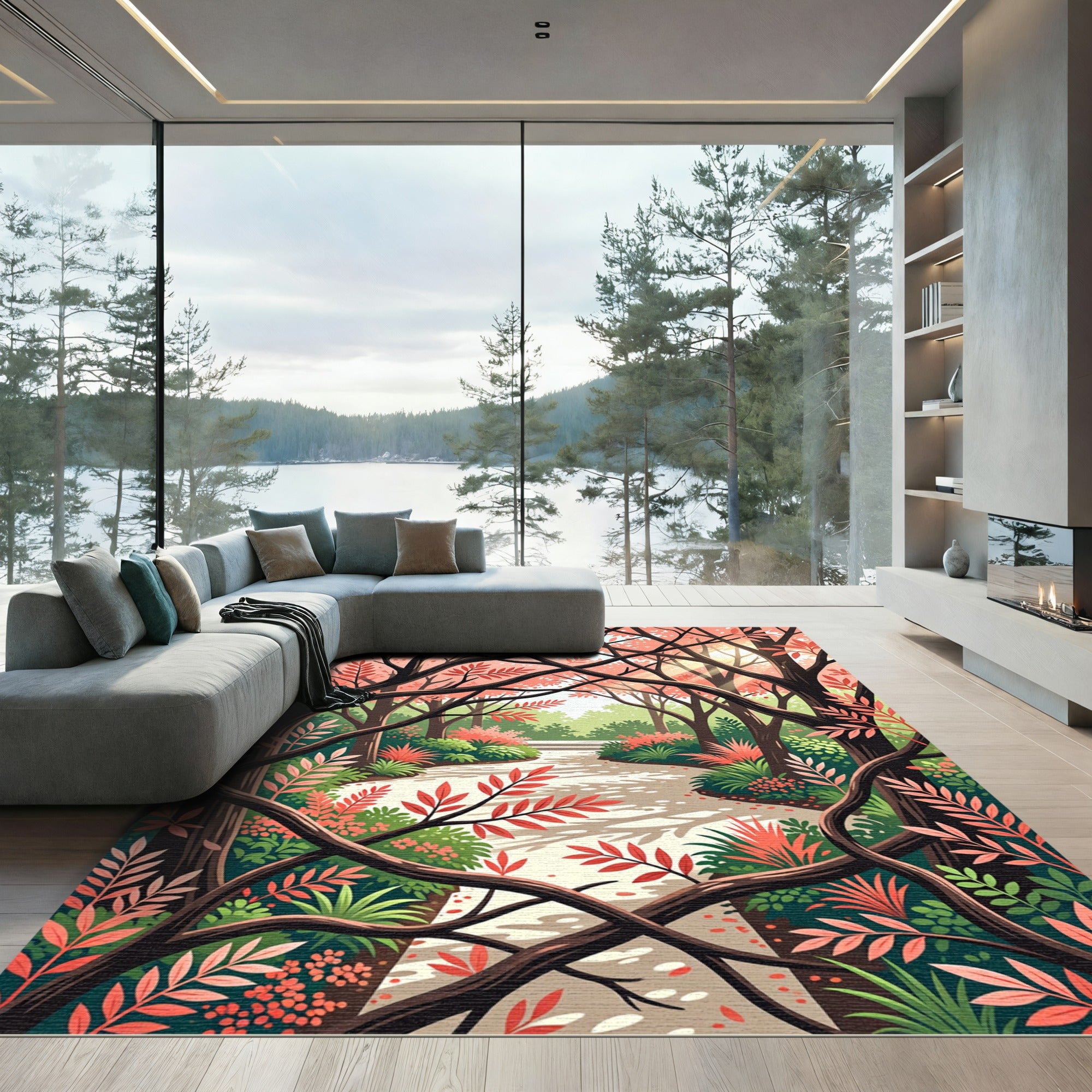 Coral Canopy Forest Path Rug