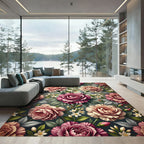 Crimson Pink Floral Garland Rug