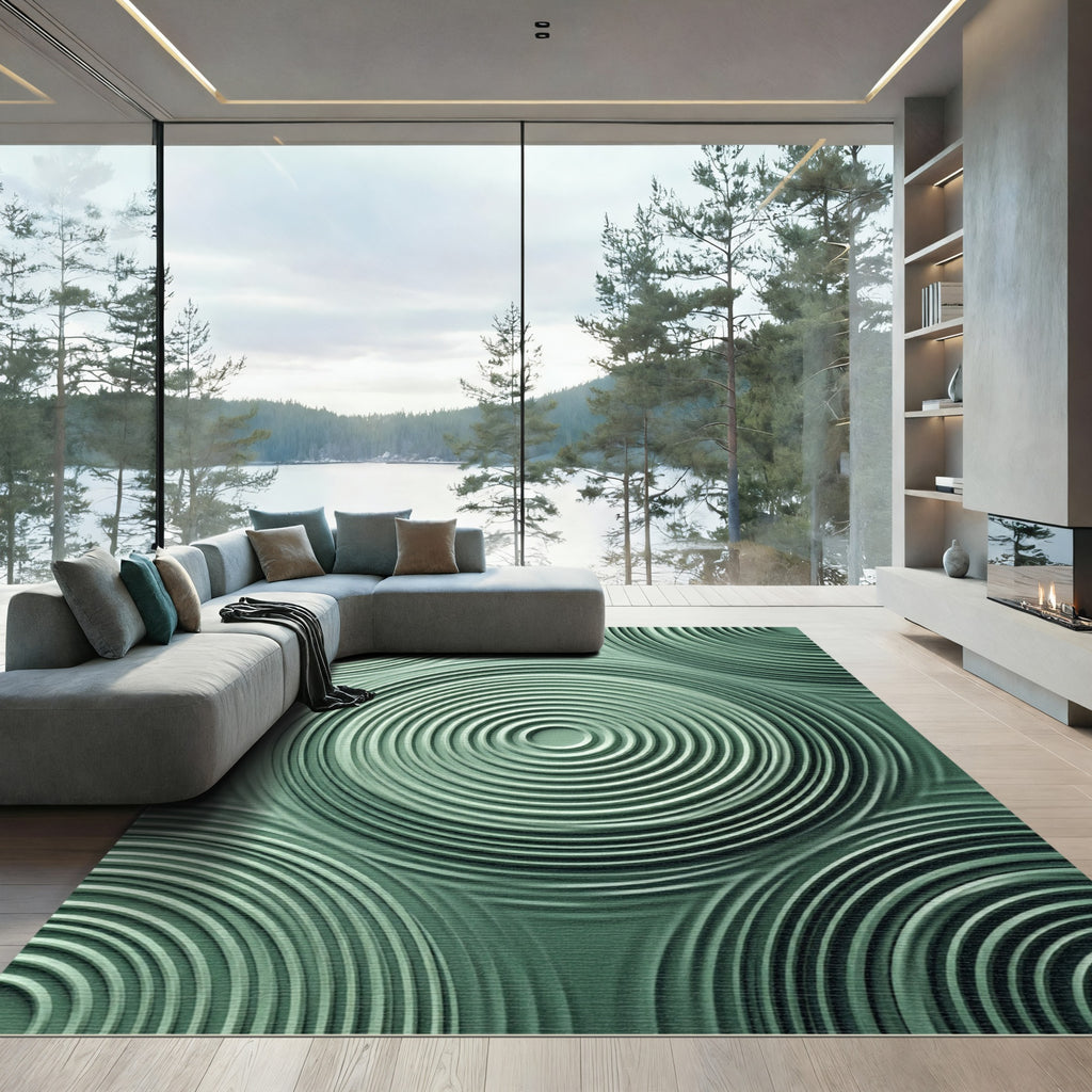 Sage Green Concentric Circles Rug