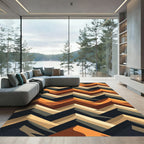 Earthy Geometric Chevron Zigzag Rug