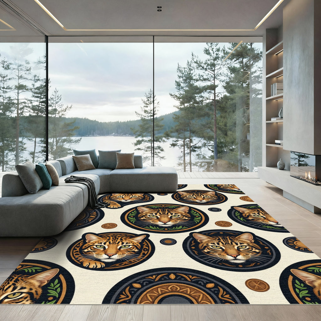 Golden Ocelot Medallion and Floral Repeat Rug