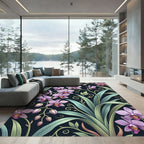 Elegant Lavender Orchid Botanical Art Rug