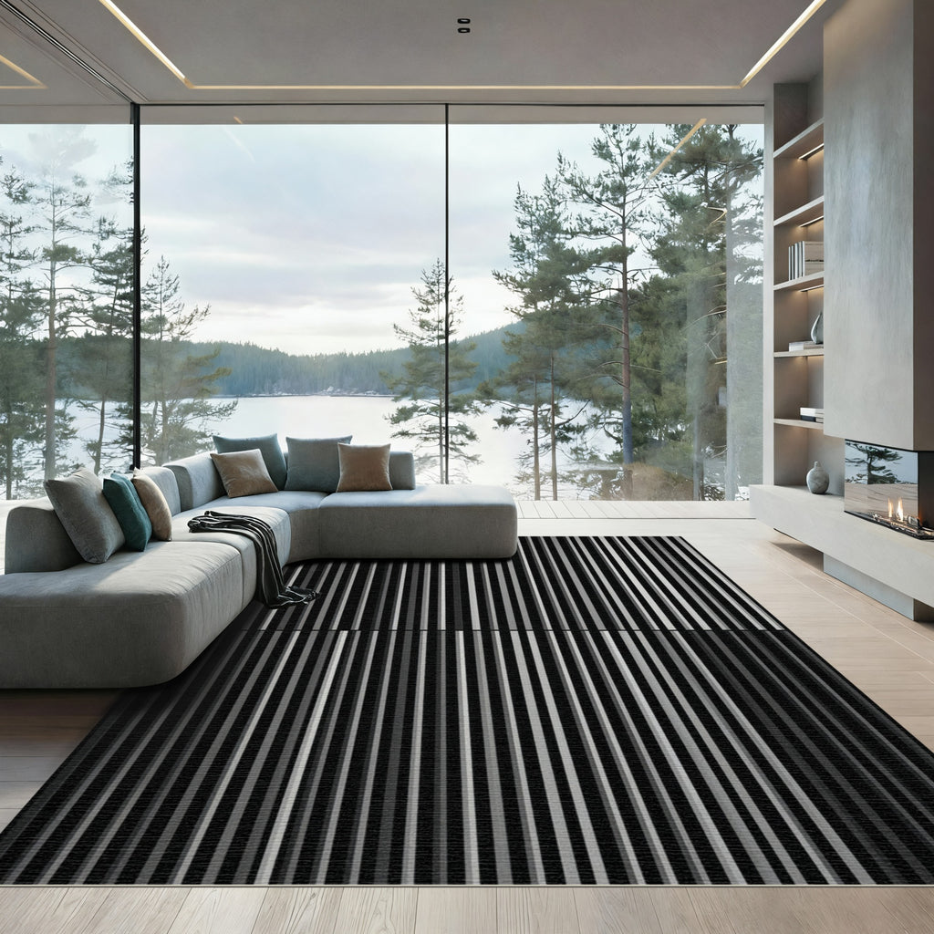 Monochromatic Vertical Stripe Composition Rug