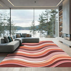 Warm Tones Abstract Wavy Stripes Rug