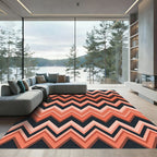 Coral and Charcoal Layered Zigzag Rug