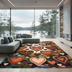 Earthy Baked Clay Hearts Collage Rug
