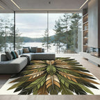 Green Brown Golden Feather Radiance Rug