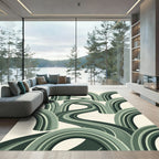 Retro Green Arches Winding Road Rug