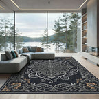 Intricate Silver Floral Vines Rug