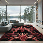 Red Art Deco Fountain Accent Rug
