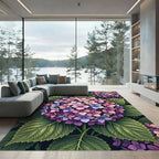 Vibrant Pastel Hydrangea Botanical Floral Rug