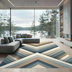Modern Geometric Chevron Earthy Tones Rug