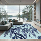 Art Nouveau Blue Wisteria Blossom Vines Rug