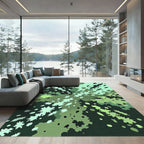 Jagged Green Abstract Bloom Rug