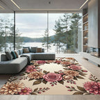Elegant Dusty Pink Rose Dhalia Wreath Rug
