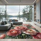 Soft Blush Ranunculus Floral Bouquet Rug