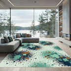 Teal Brown Speckled Spot Composition Rug