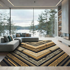 Golden Brown Geometric Chevron Accordion Rug
