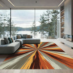 Abstract Radial Burst Orange Gray Rug