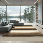 Earthy Brown Abstract Horizontal Striped Rug