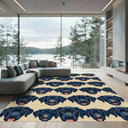 Cheerful Black Labrador Puppy Face Grid Rug