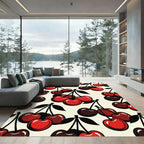 Bold Retro Cherry Fruit Illustration Rug