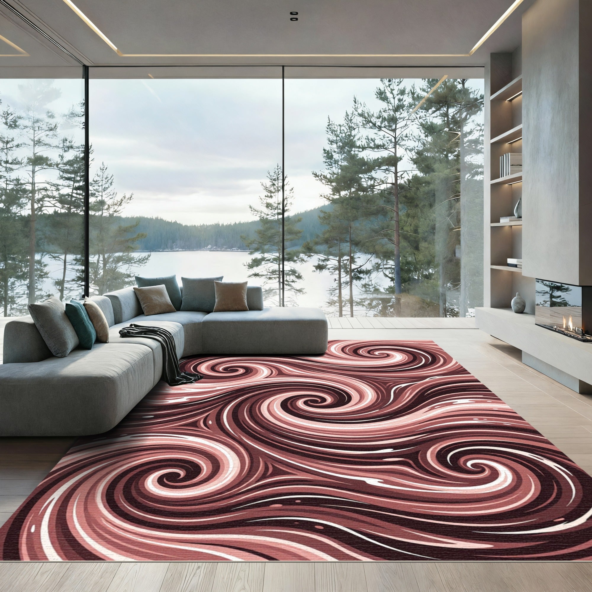 Rose Swirl Marble Flow Rug