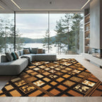 Golden Geo World Map Lattice Floor Rug